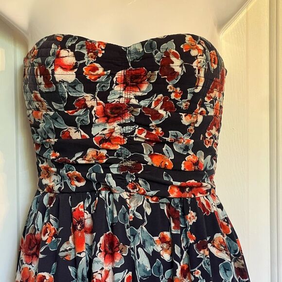 Boho Navy Smocked Jumpsuit by Band of Gypsies Sz Medium Juniors - Picture 2 of 11